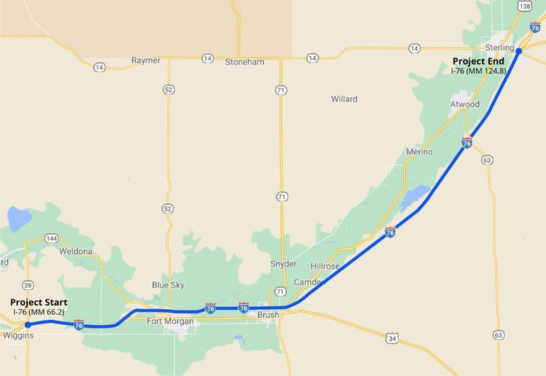 I-76 Fiber Optic project Map