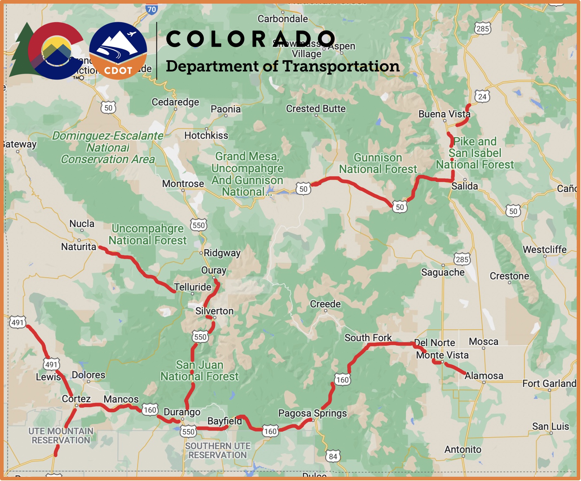 Regionwide striping project map in Northwest Colorado