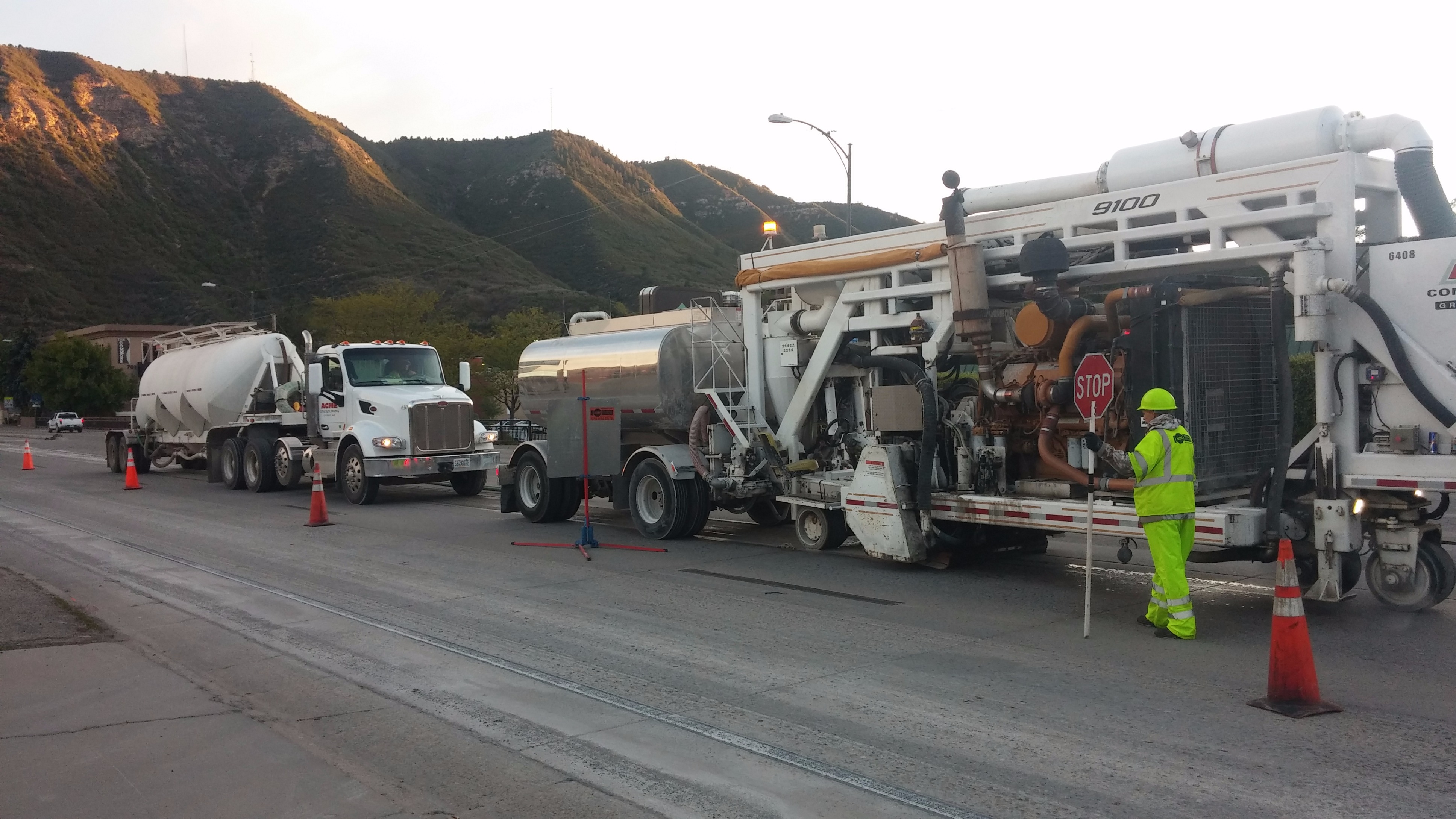Two diamond grinding trucks at US 550 and College Avenue.jpg detail image