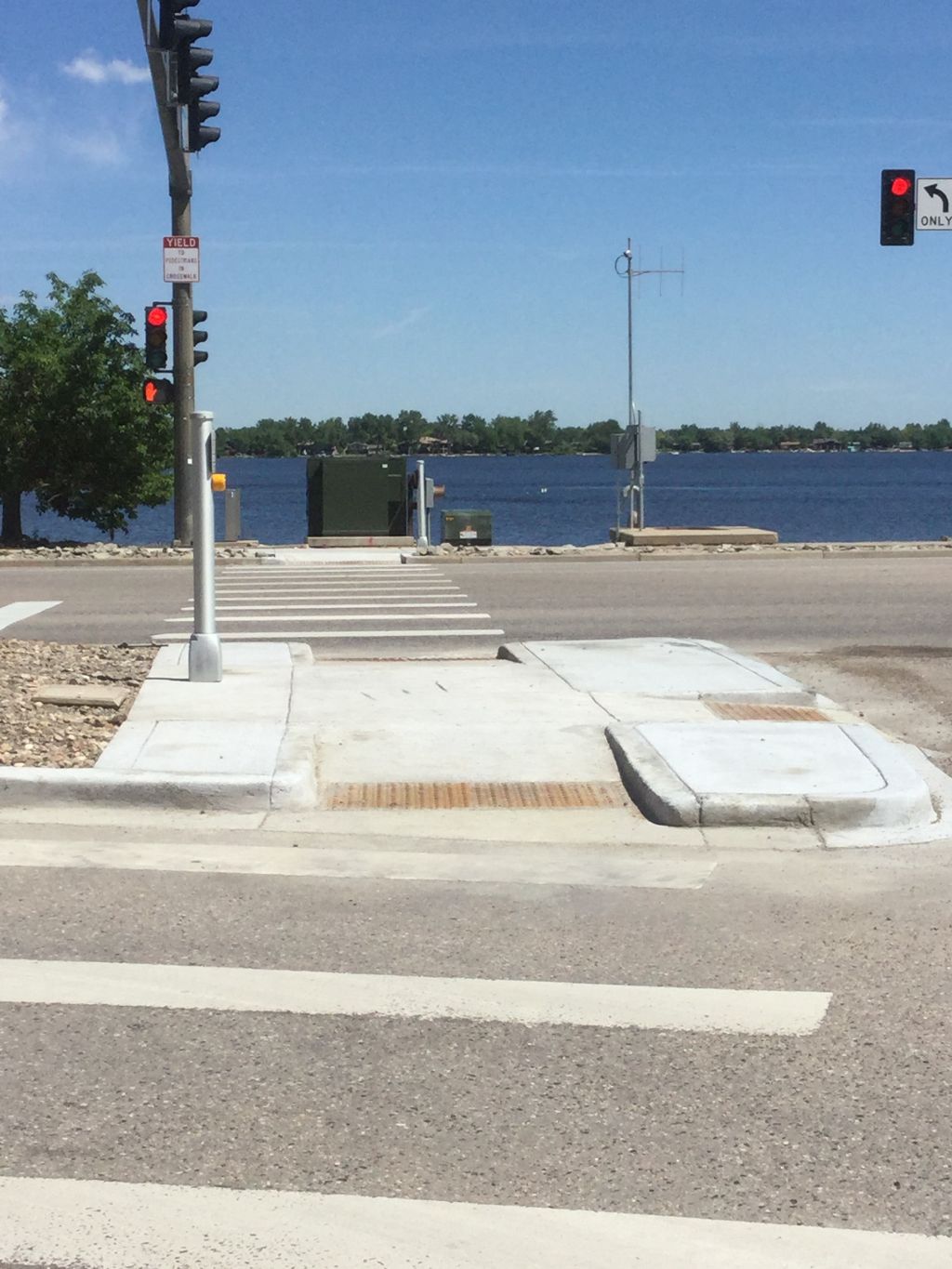 New ramp and island at US 34 and Colorado