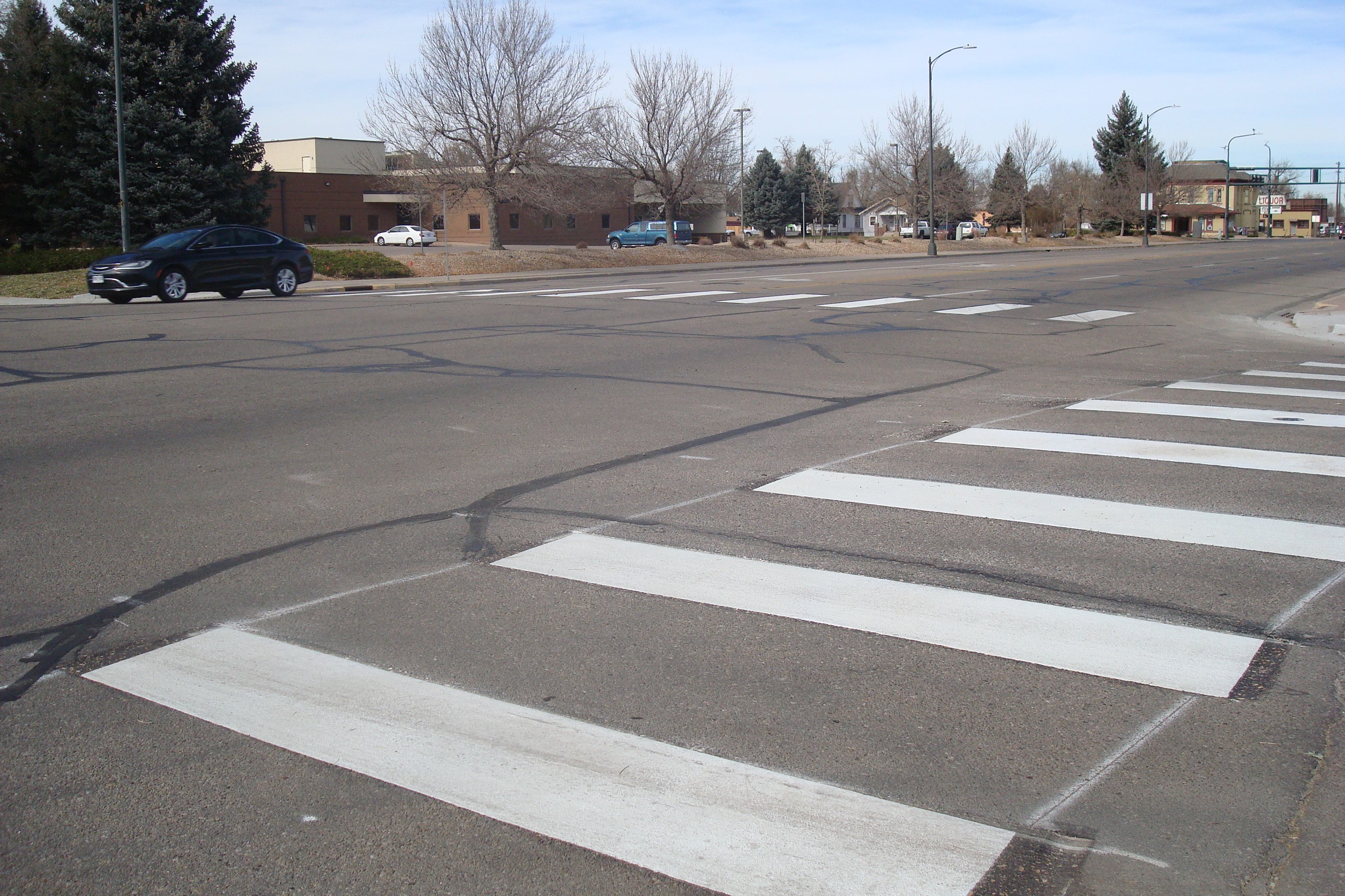new striping at 8th Ave. and 6th St. in greeley