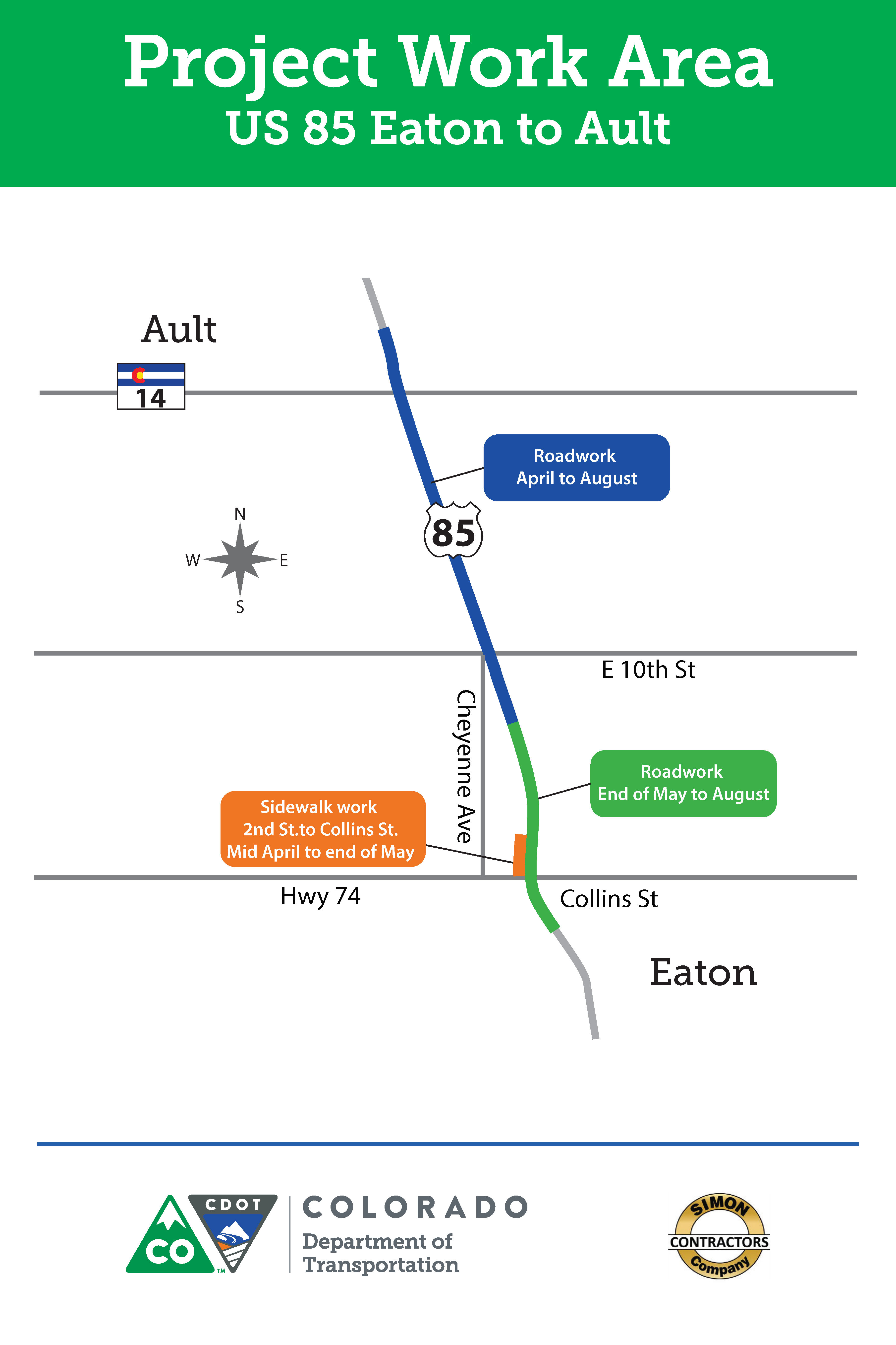 Map Work Area of US 85 Eaton to Ault - November 2017 detail image