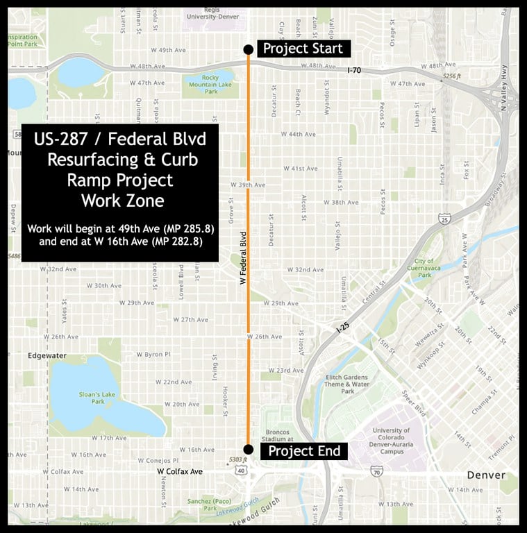 US 287 Federal Overlay project map