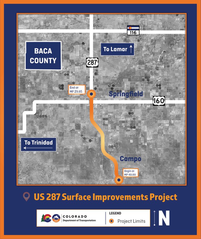 US 287 Surface improvement project location map
