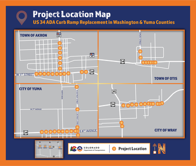 US 34 Curb Ramp Project Map