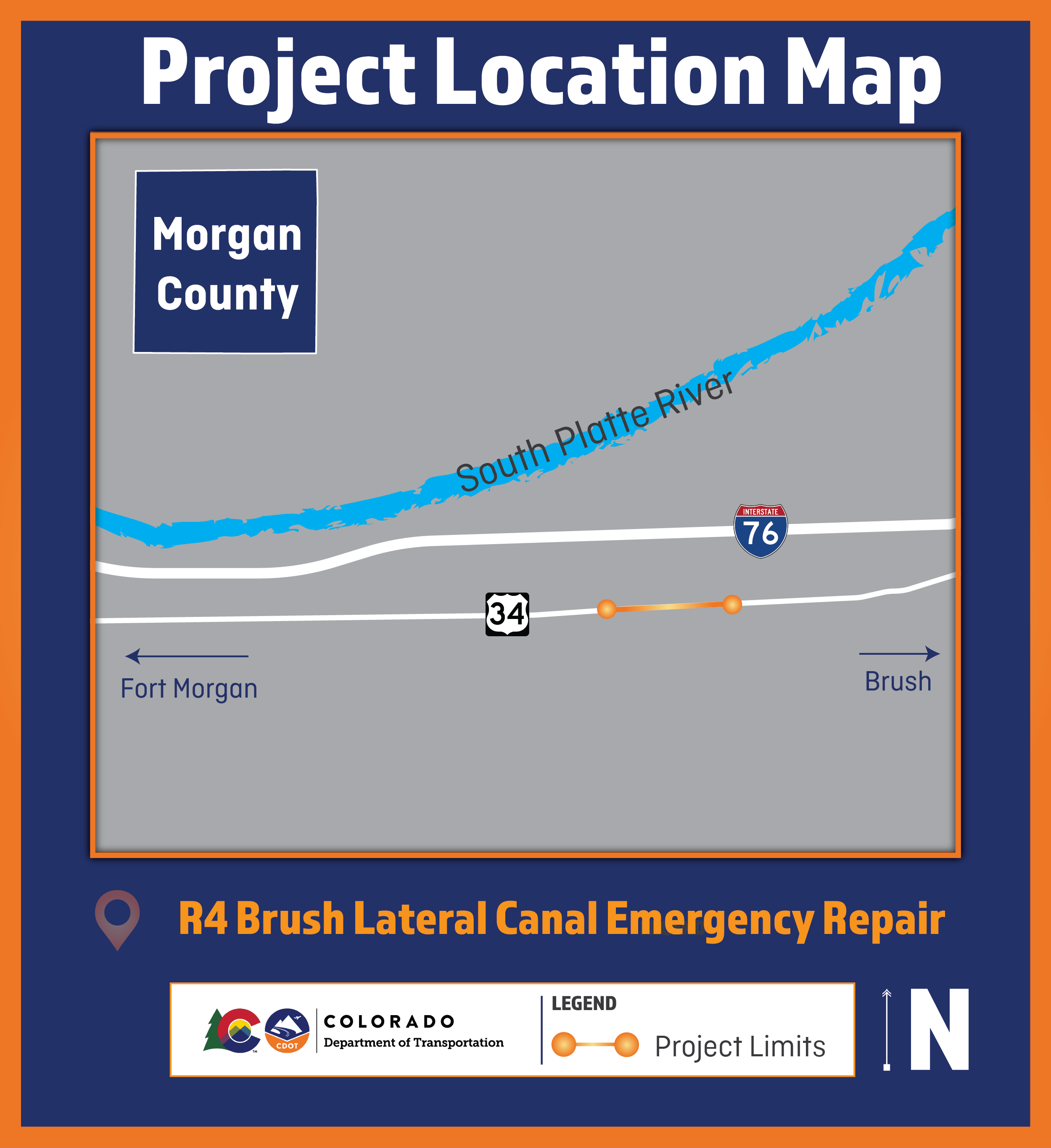 Brush Lateral Canal Project Location Map detail image