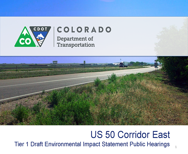 US 50 Corridor East Tier 1 EIS Public Hearings Presentation Cover
