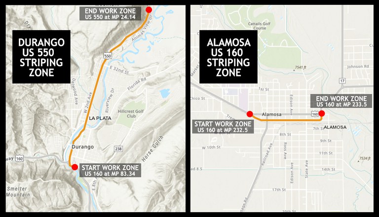 US 550 US 160 durango and alamosa project maps