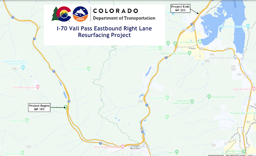 I-70 Vail Pass Resurfacing project map