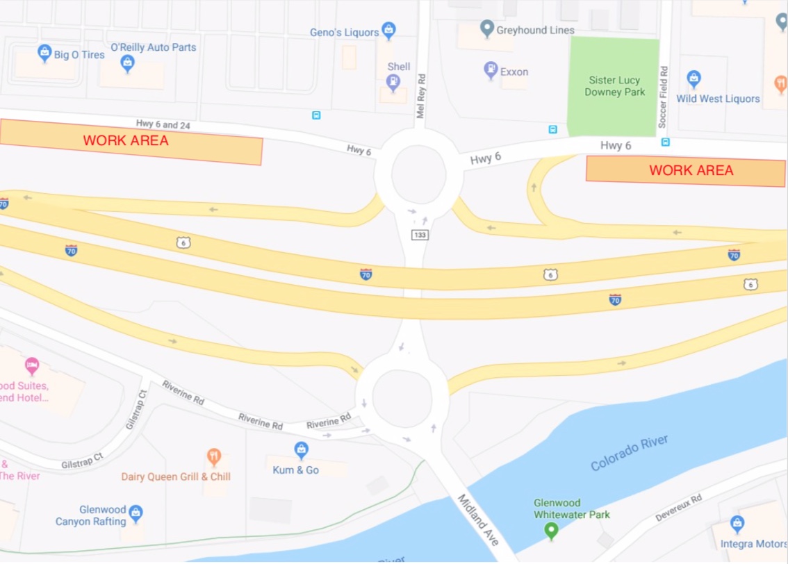Eastbound shoulder closure at Exit 114 detail image