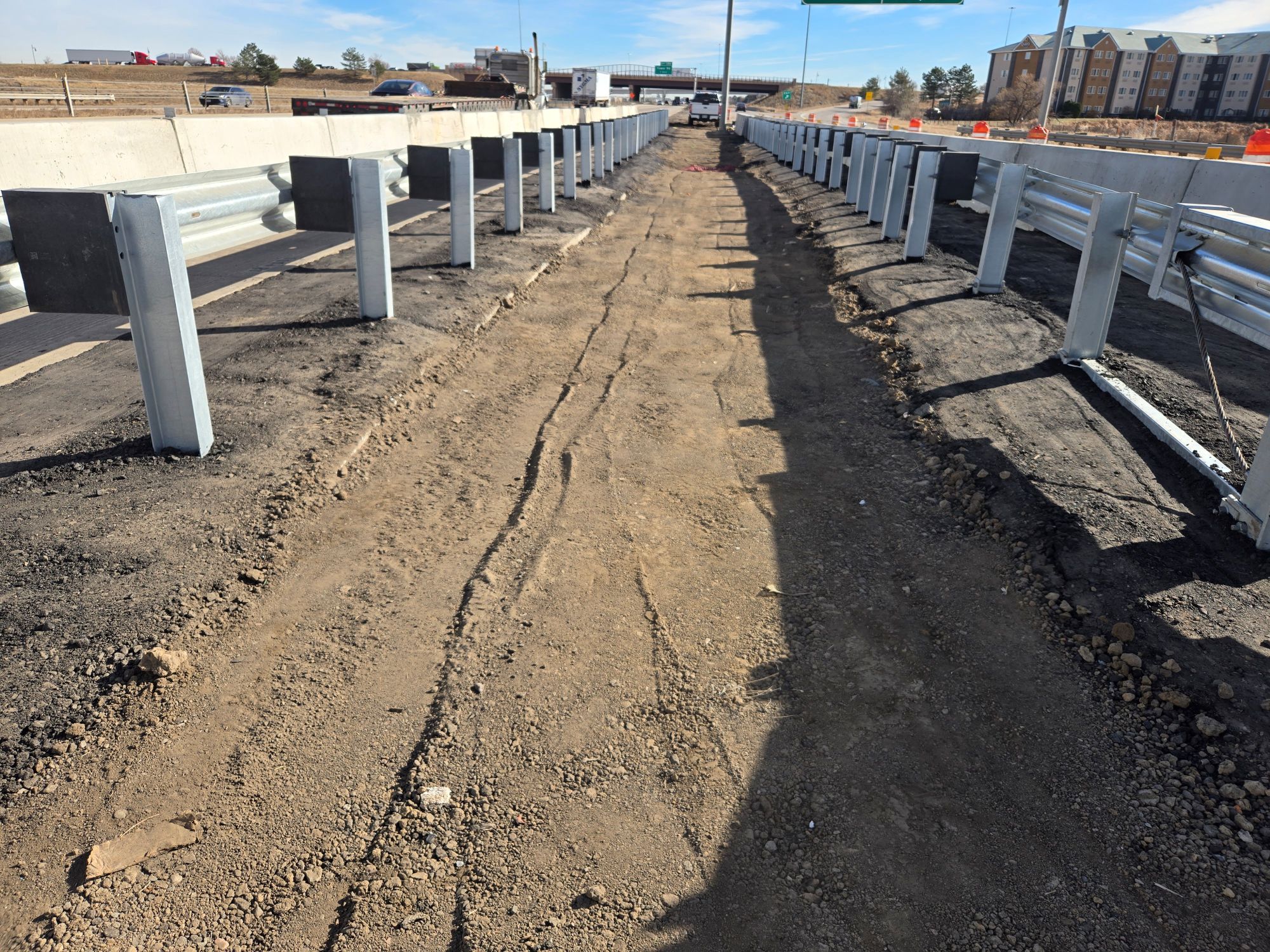 I-70 Drainage Improvements near Airport Boulevard Guardrail install median between NB I-70 and Airport Boulevard off-ramp.jpg detail image