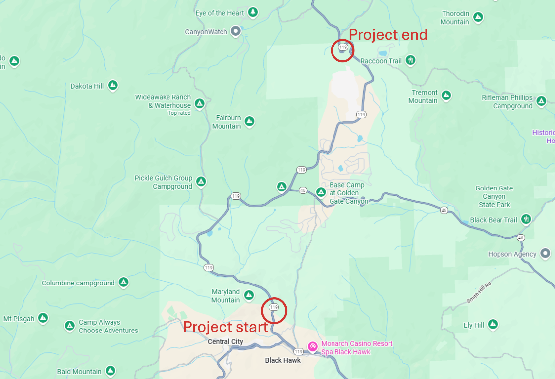 Metro Denver Critical Culvert Rehabilitation CO 119 MP 8 to 17 project location map.png detail image