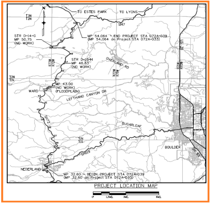 CO 72 Resurfacing Project area map detail image