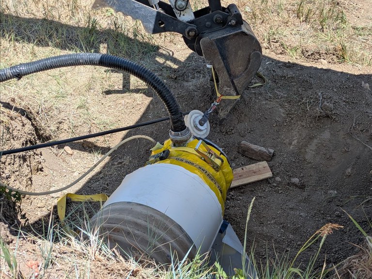 Inserting the new lining into an existing culvert Inserting the new lining into an existing culvert