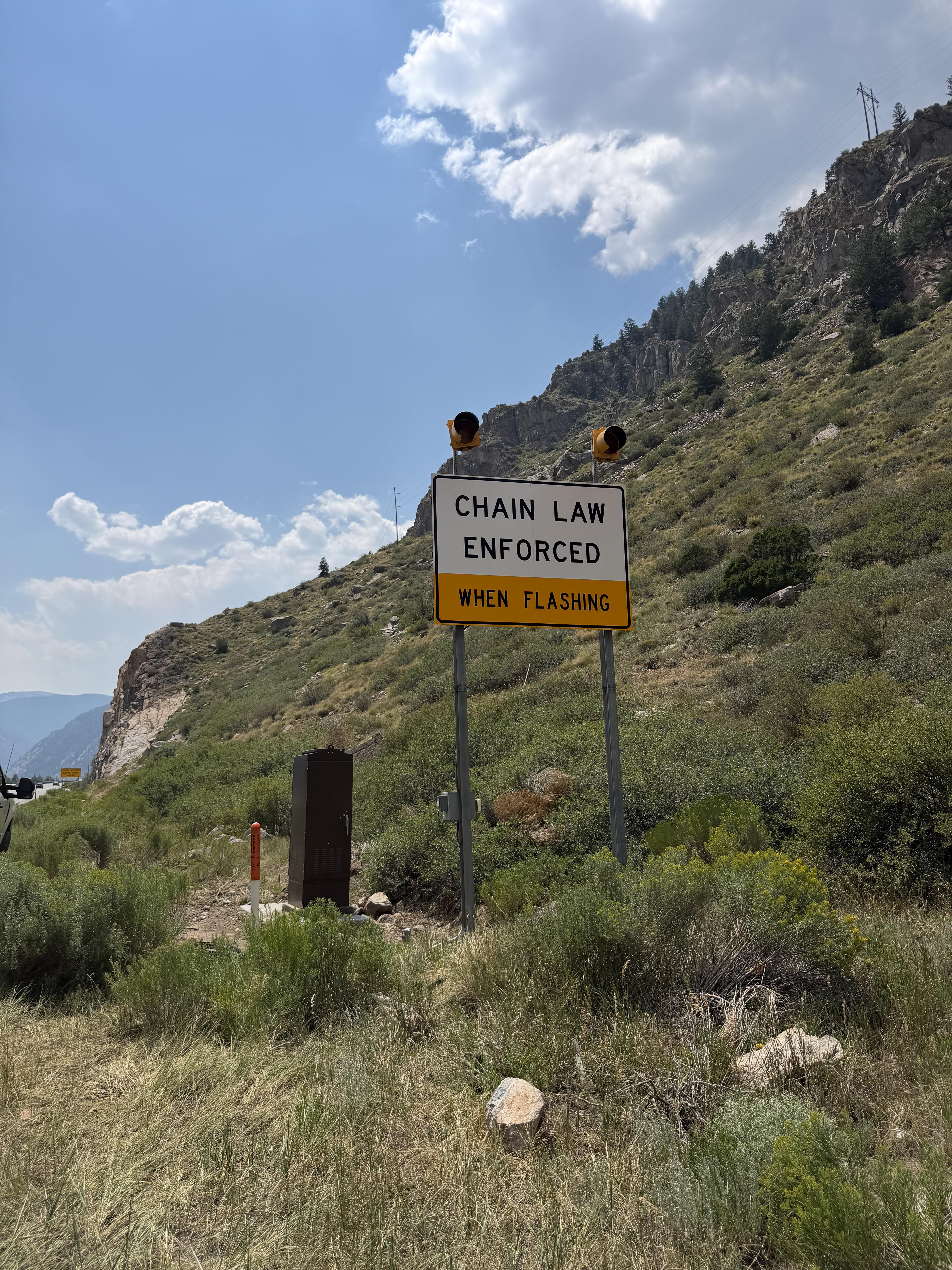 Chain Station Technology and Communications Upgrades - Installing new flashing beacons to chain up signs.jpeg detail image