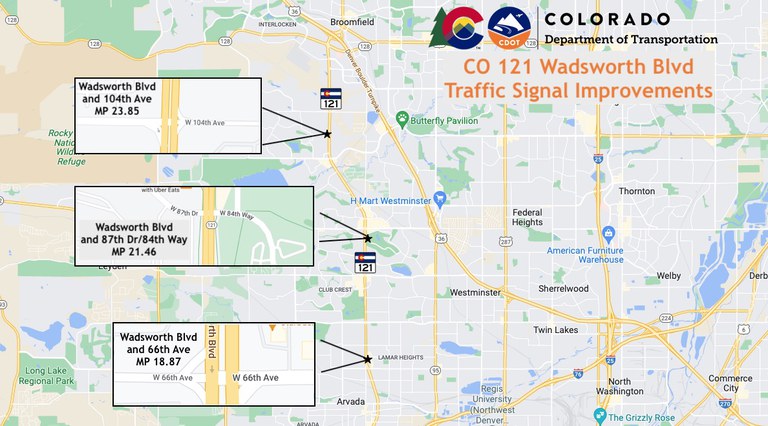 CO 121 Wadsworth Signal Improvements project map