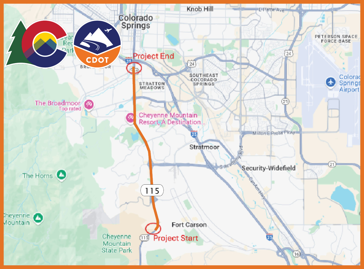 CO 115 Resurfacing Fort Carson to Colorado Springs Project Location Map.png detail image
