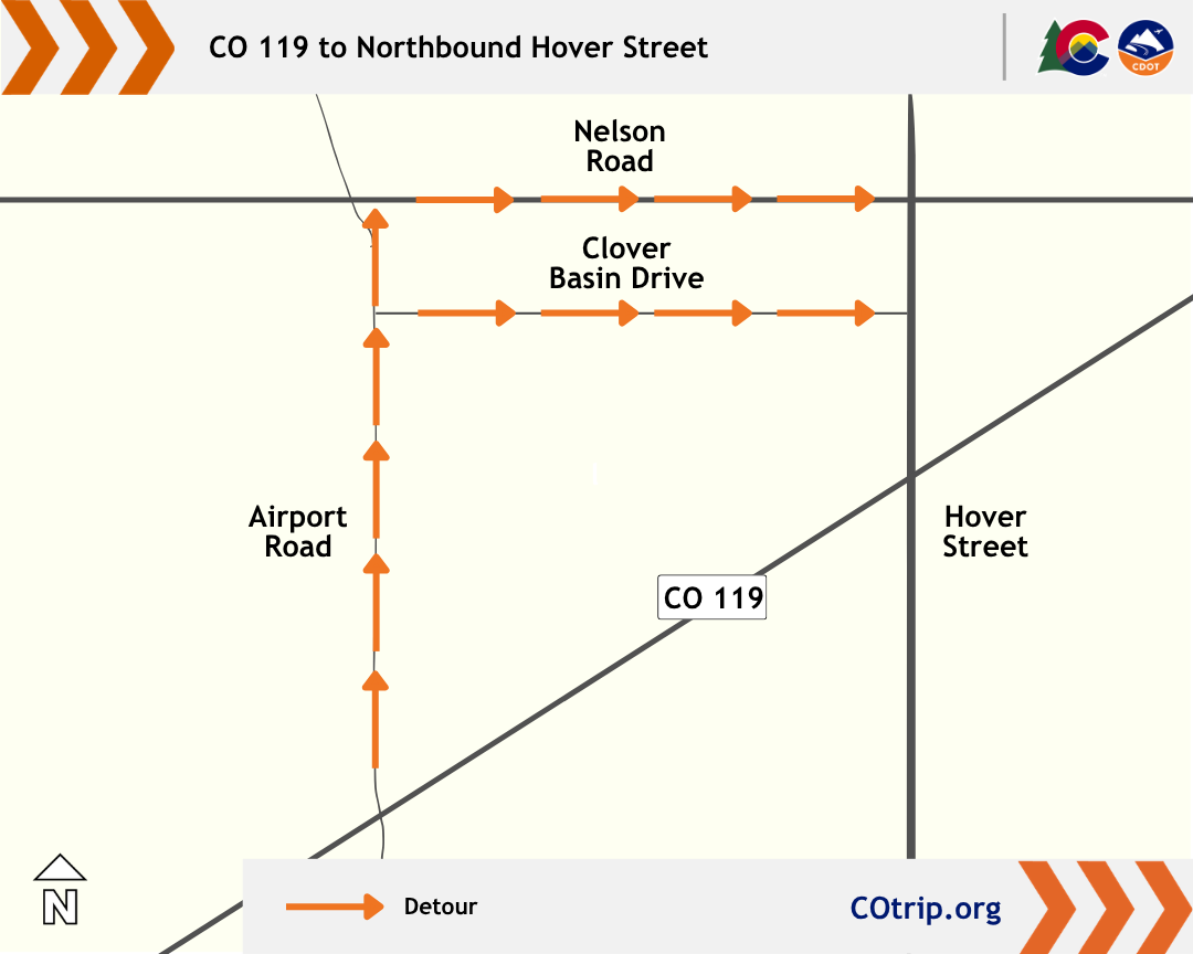 CO 119 Safety and Mobility Improvements detour map northbound CO 119 2.png detail image