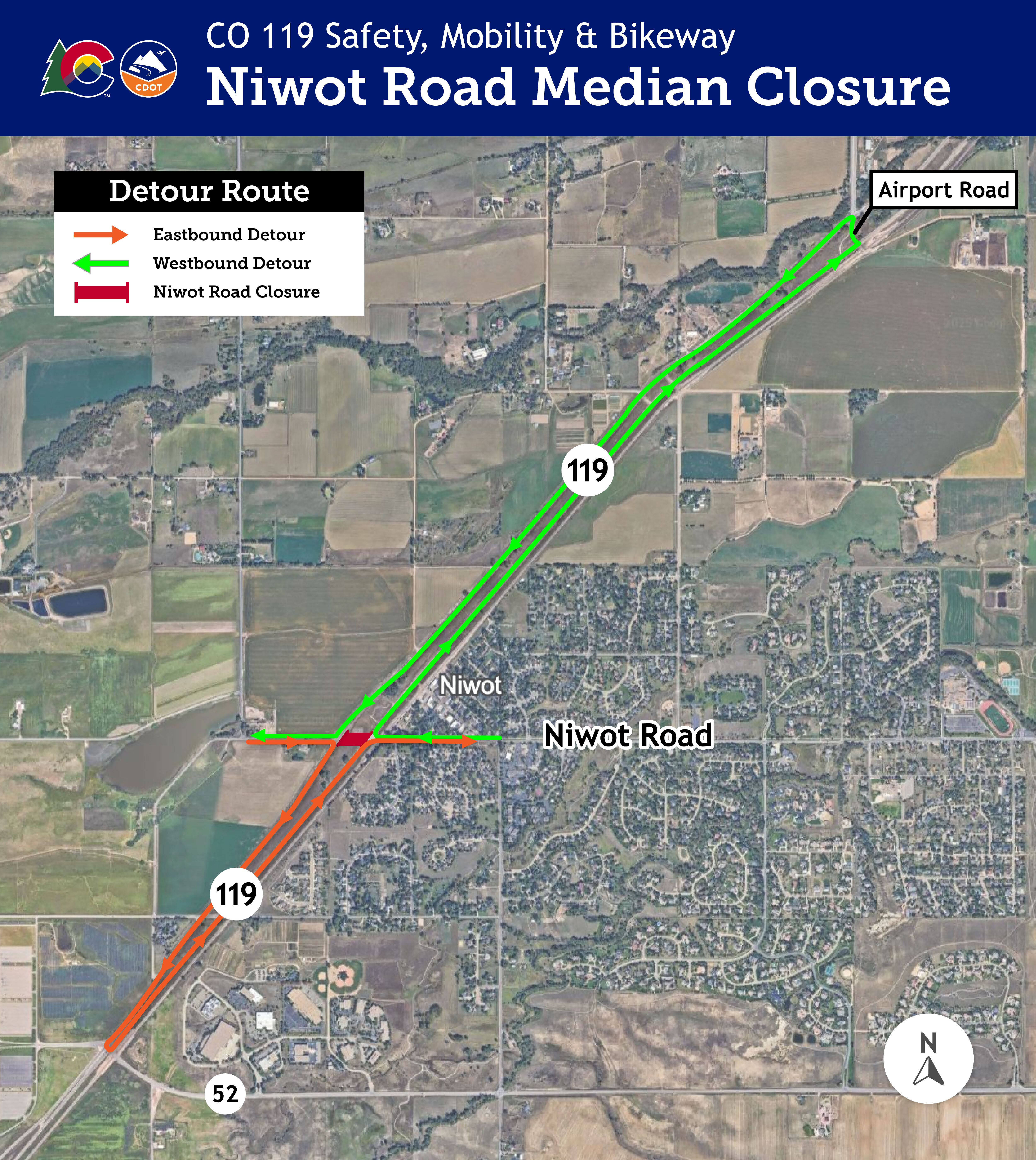CO 119 Safety & Mobility Improvements Niwot Road median closure map.jpg detail image