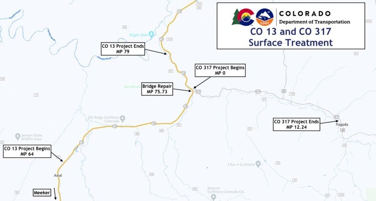 CO 13 & CO 317 Surface Treatment project map
