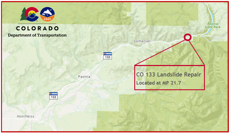 CO 133 Paonia Landslide Area Map