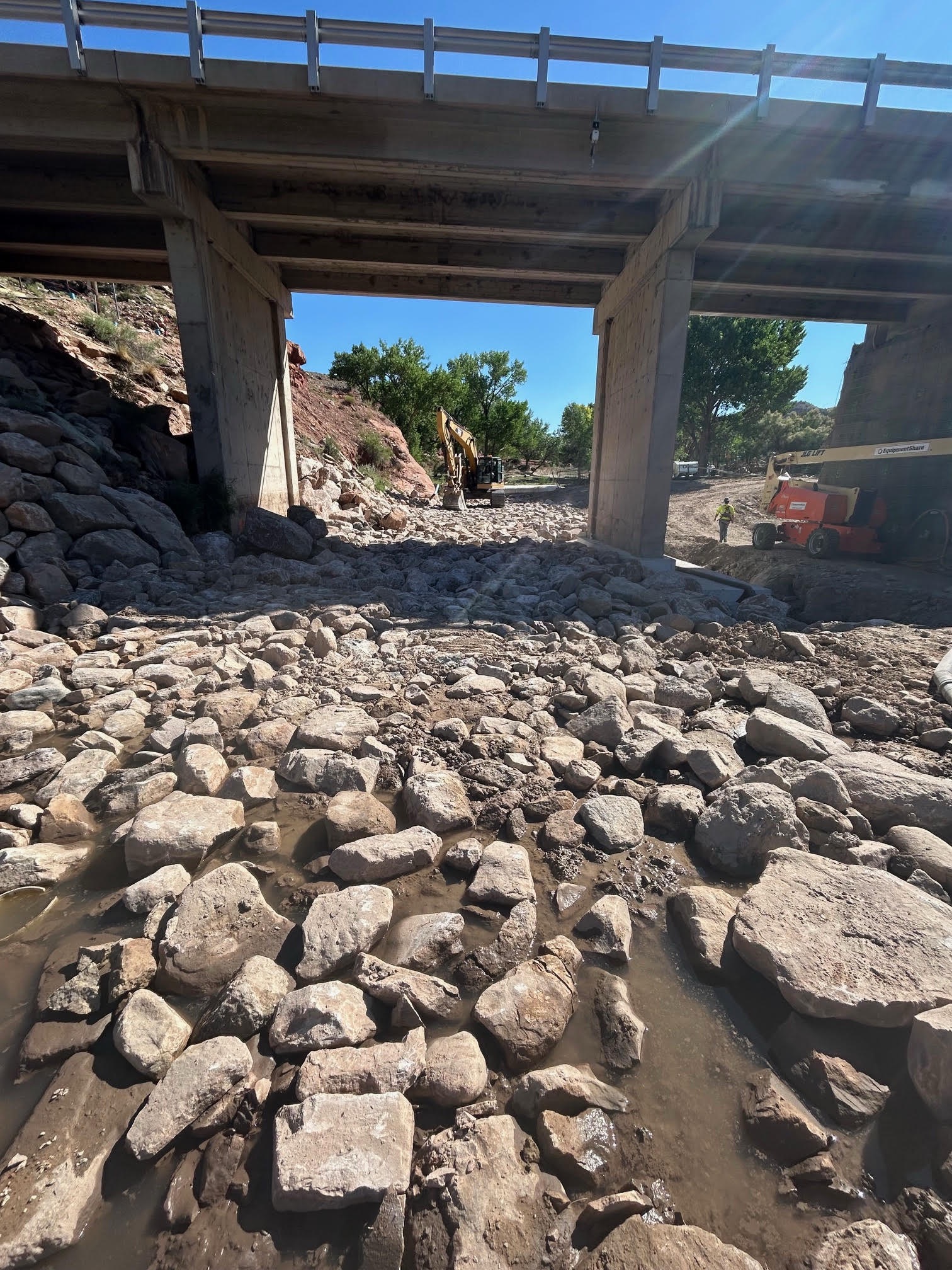 CO 141 Mesa Creek Bridge Repair Riprap placement 06-16-2025.jpg detail image