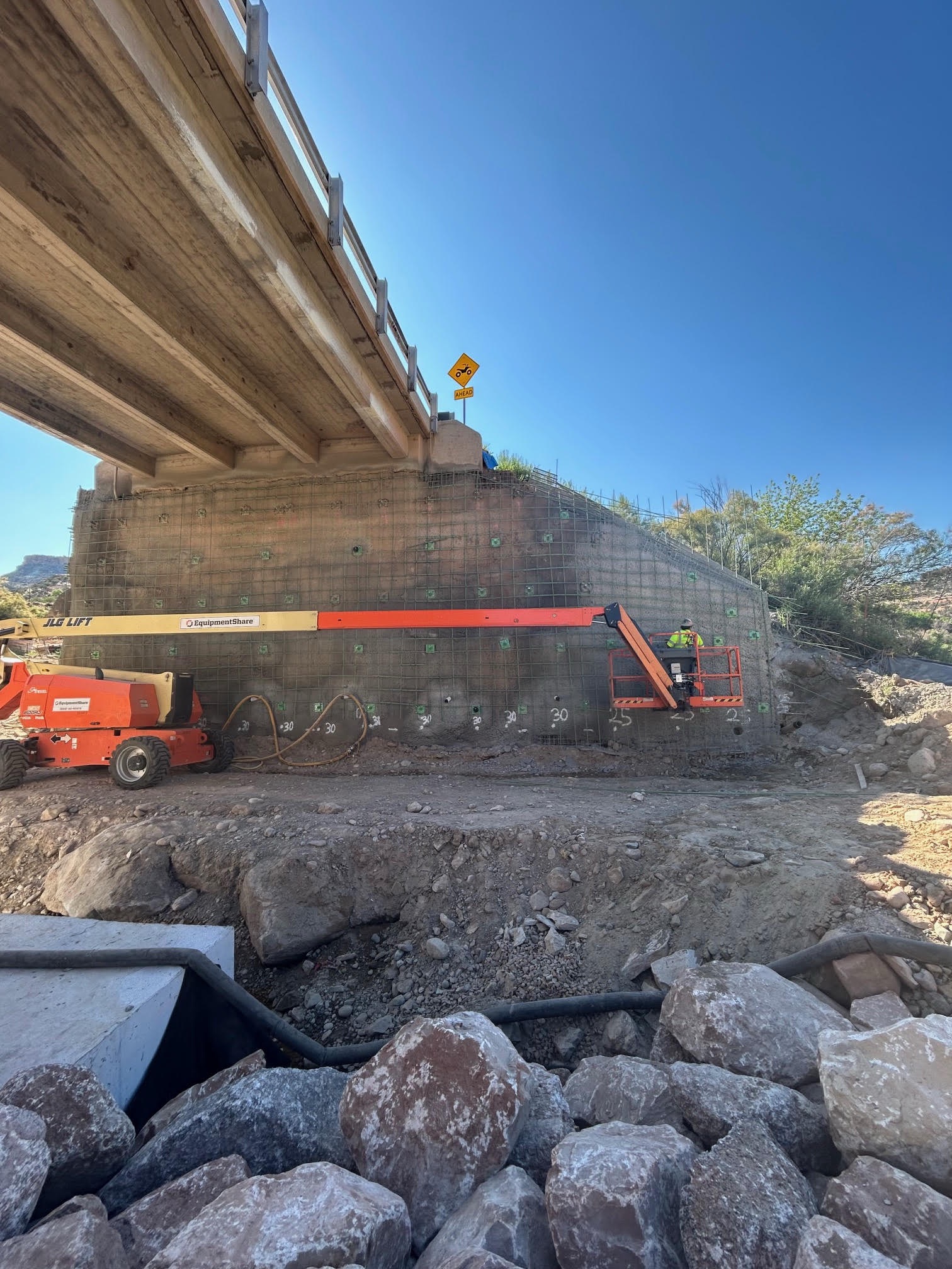 CO 141 Mesa Creek Bridge Repair Soil Nail Wall Abutment progress 06162025.jpg detail image