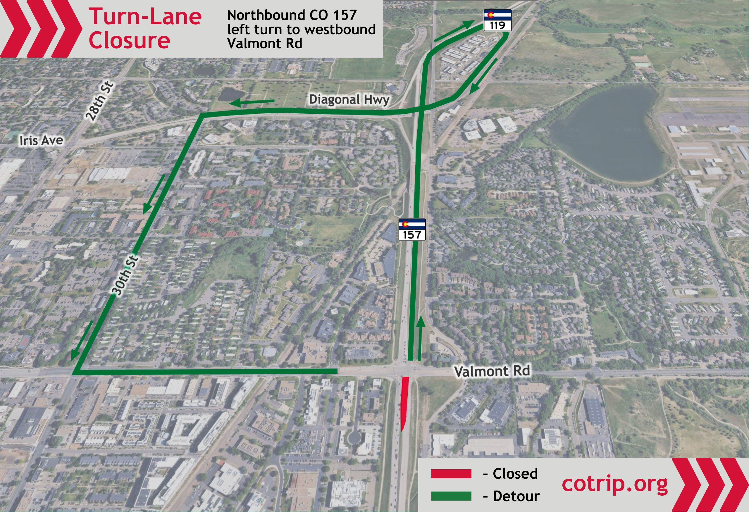 CO 157 Pavement Rehabilitation closure detour map northbound CO 157 to westbound Valmont.jpg detail image