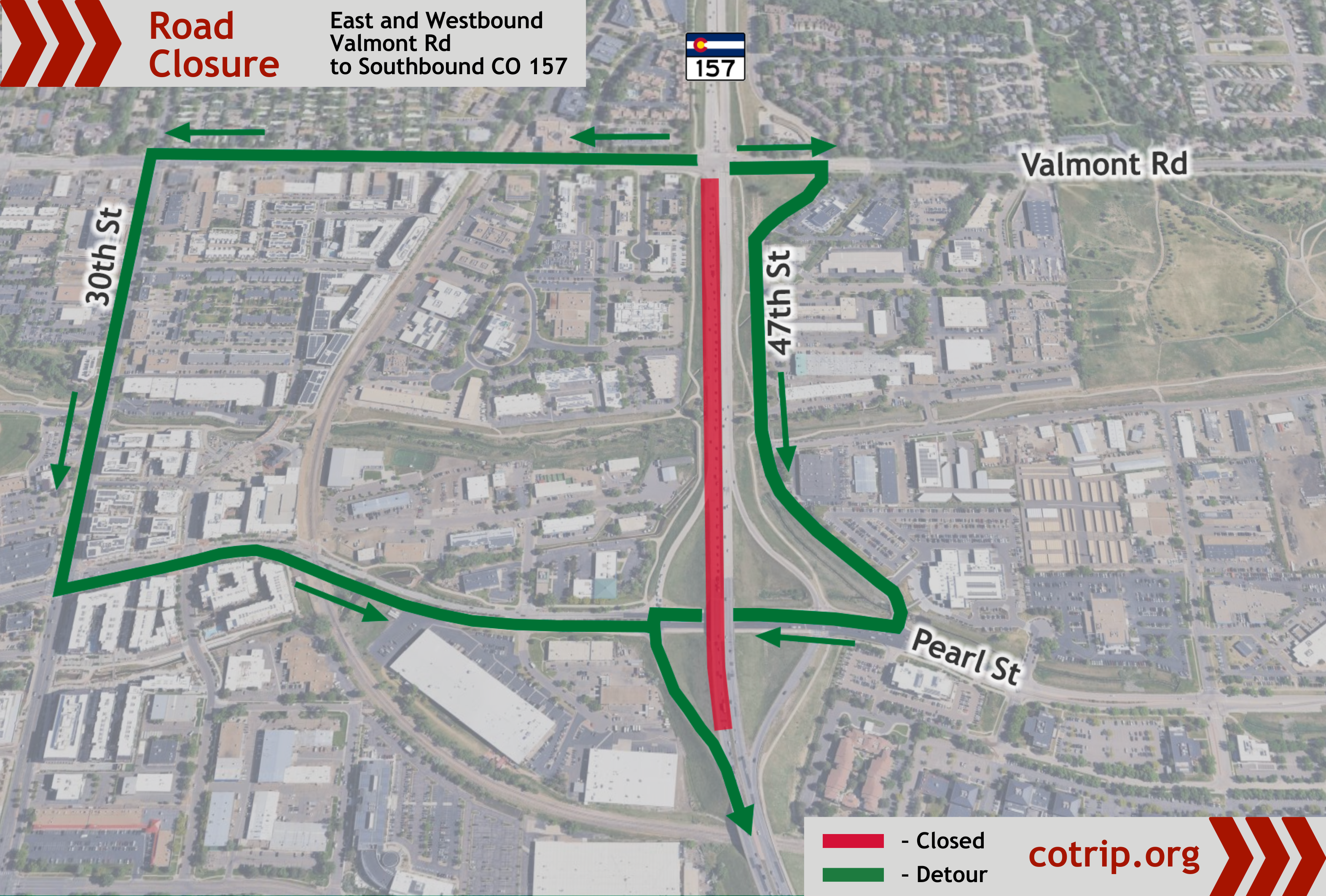 CO 157 Pavement Rehabilitation Detour east and westbound Valmont.png detail image
