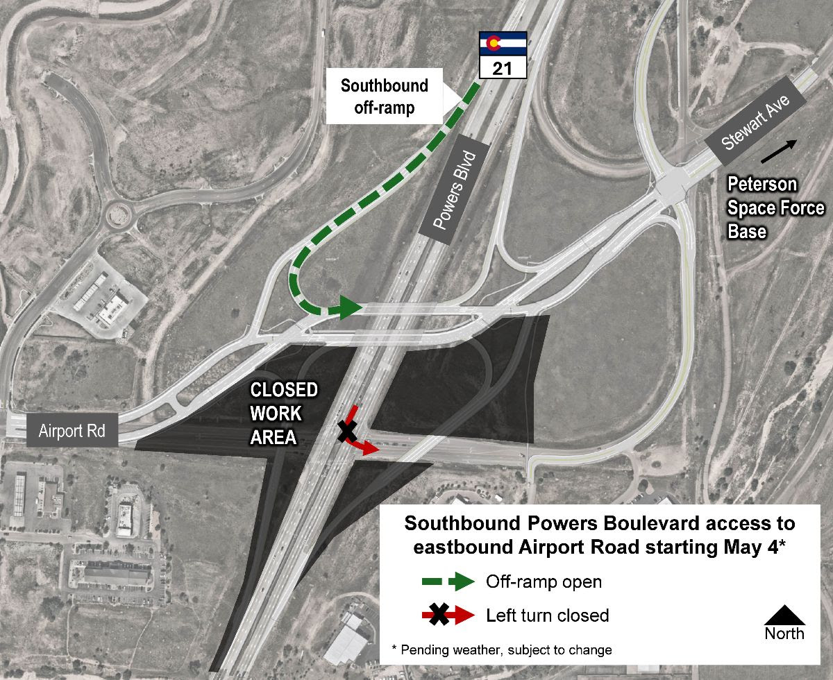 CO 21 Airport Boulevard Interchange Detour Closure map May 2026.jpg detail image