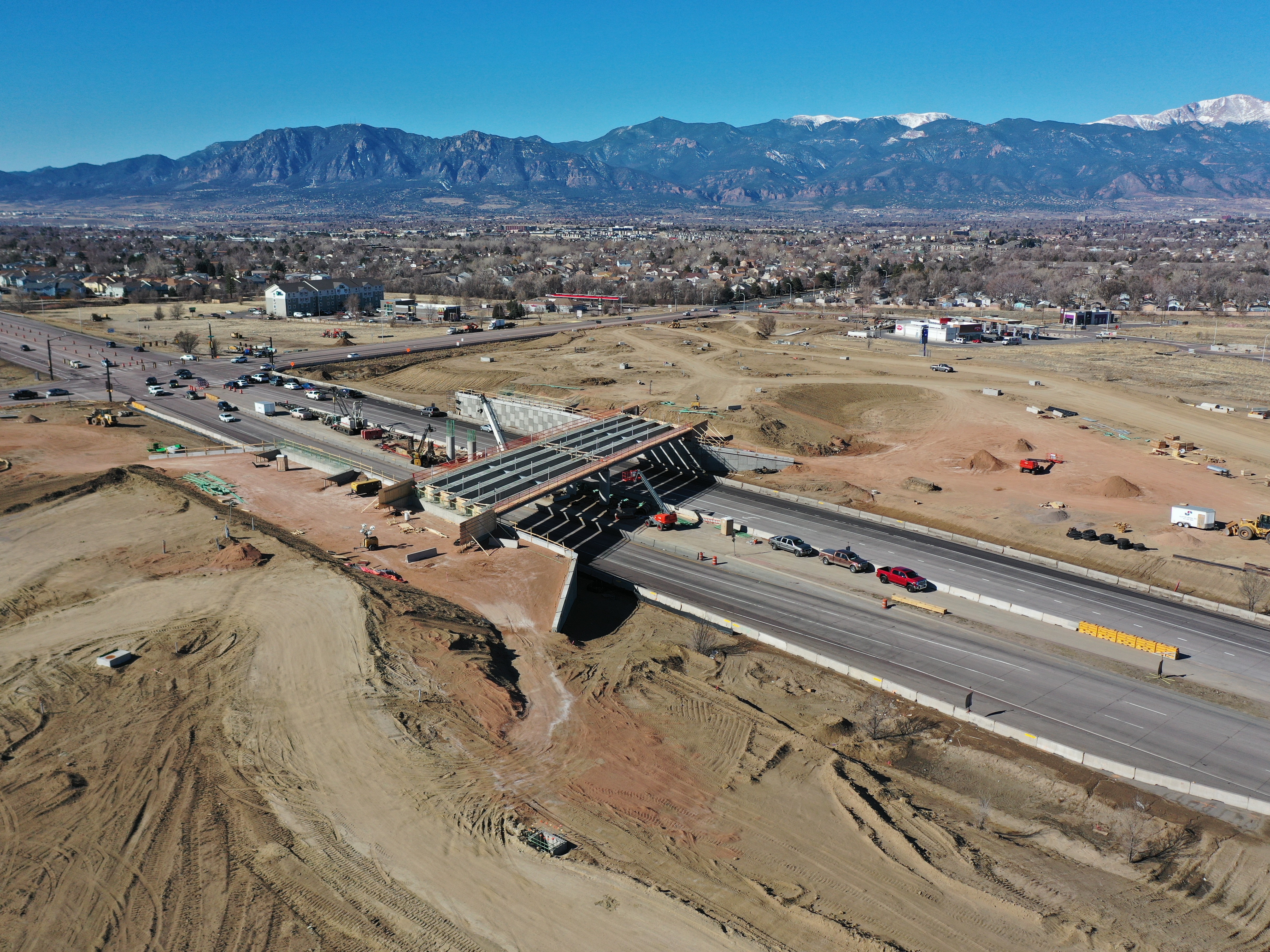 CO 21 Powers Boulevard and Airport Road Interchange Bridge girders in place over Powers Boulevard 03032025.JPG detail image