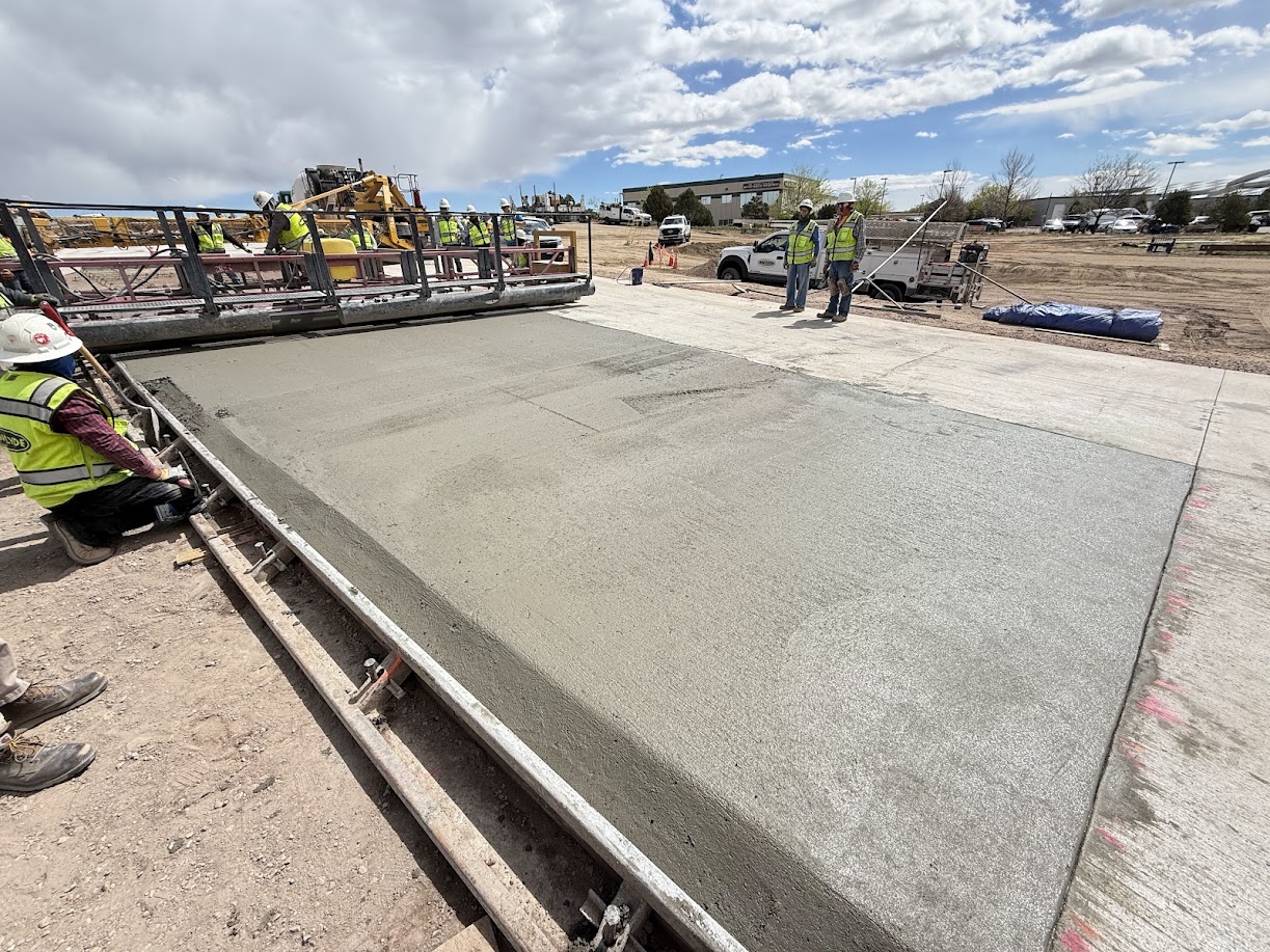 CO 21 Powers Boulevard and Airport Road Interchange Powers Boulevard concrete ramp paving at Airport Road April 2026.jpg detail image