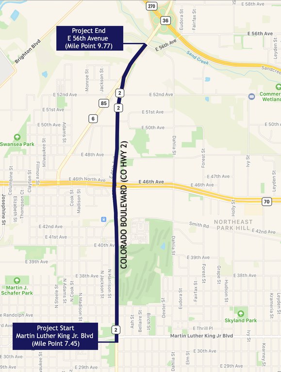 Colorado Boulevard project Map