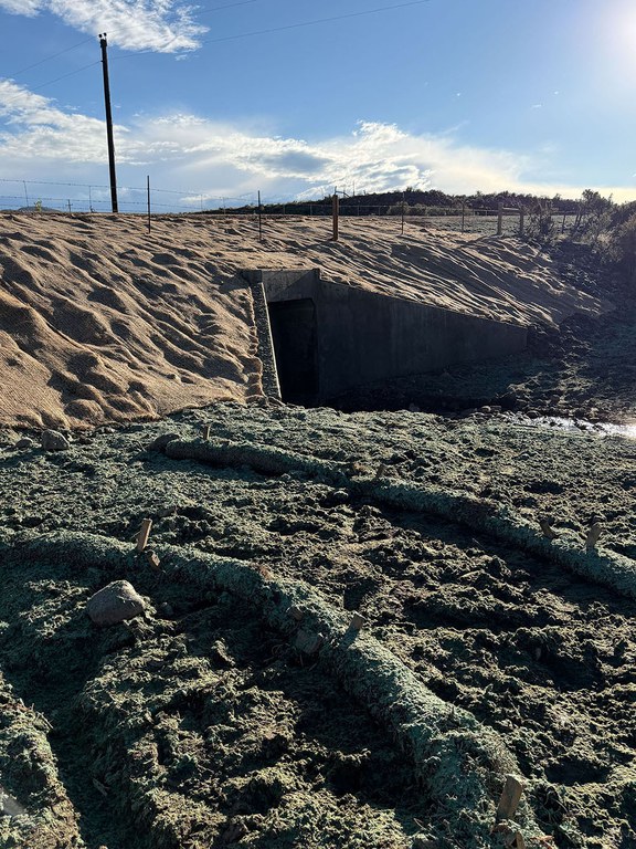 The new box culvert on Highway 318 near Browns Park National Wildlife Refuge shown with fresh landscaping.