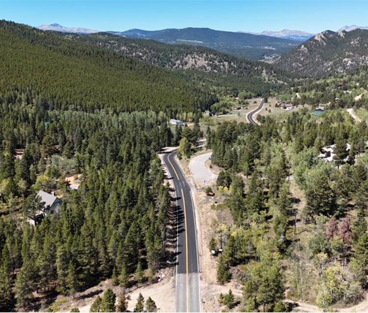 CO 46 Resurfacing in Gilpin & Jefferson Counties before and after paving drone view of CO 46.jpg detail image