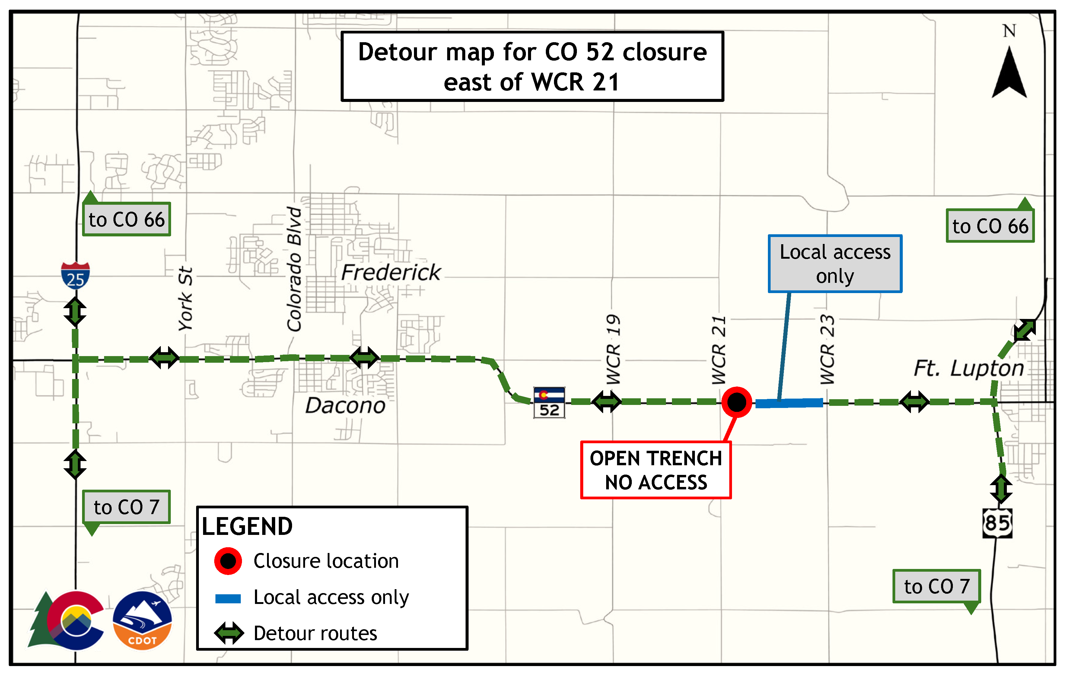 CO 52 Resurfacing Between I-25 and US 85 Detour Map East of WCR 21.png detail image