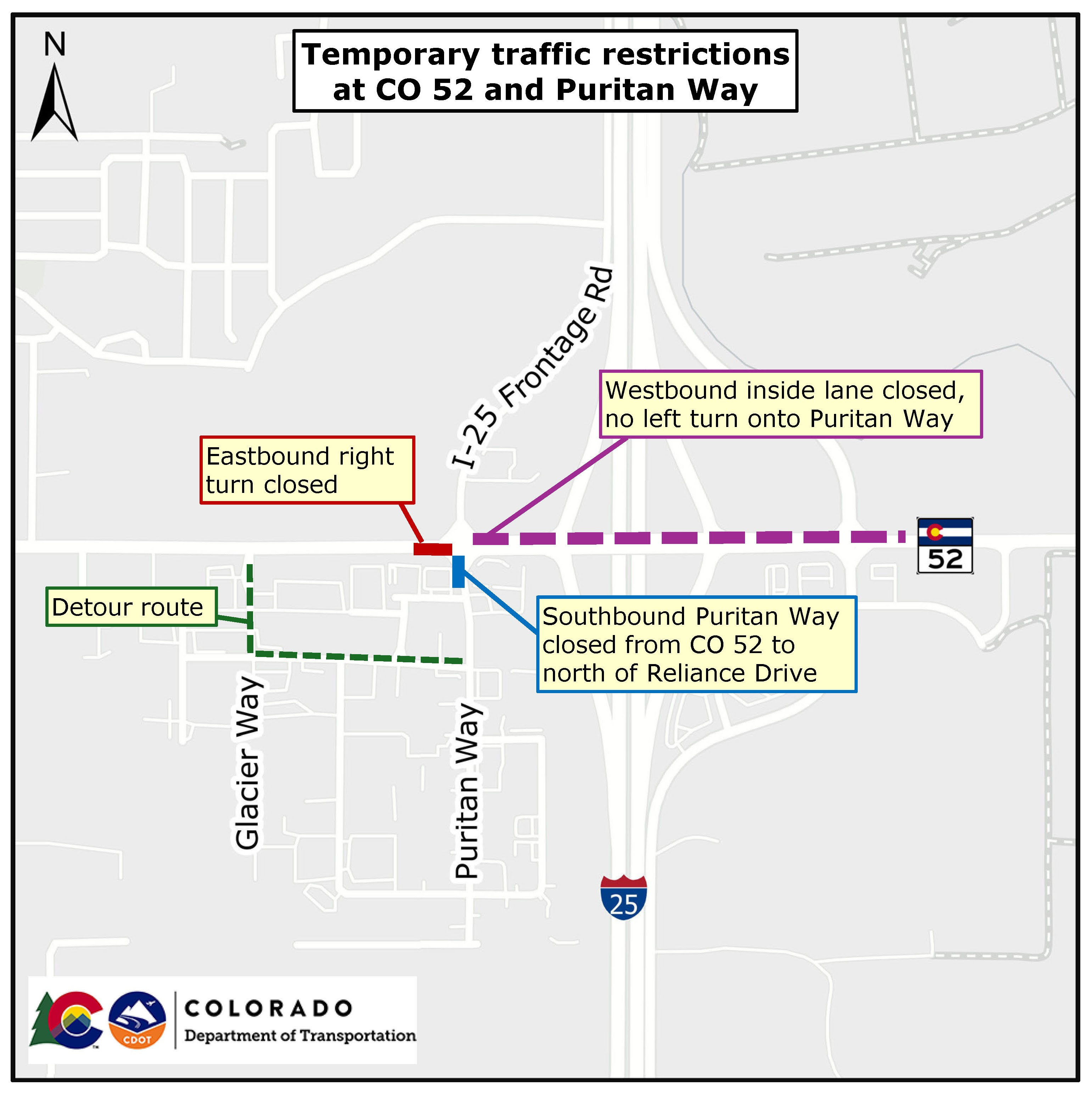 CO 52 Resurfacing between I-25 and US 85 detour map for Puritan Way .jpg detail image