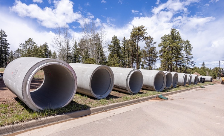 CO 67 Widening in Woodland Park Concrete Drainage Pipes.jpg detail image