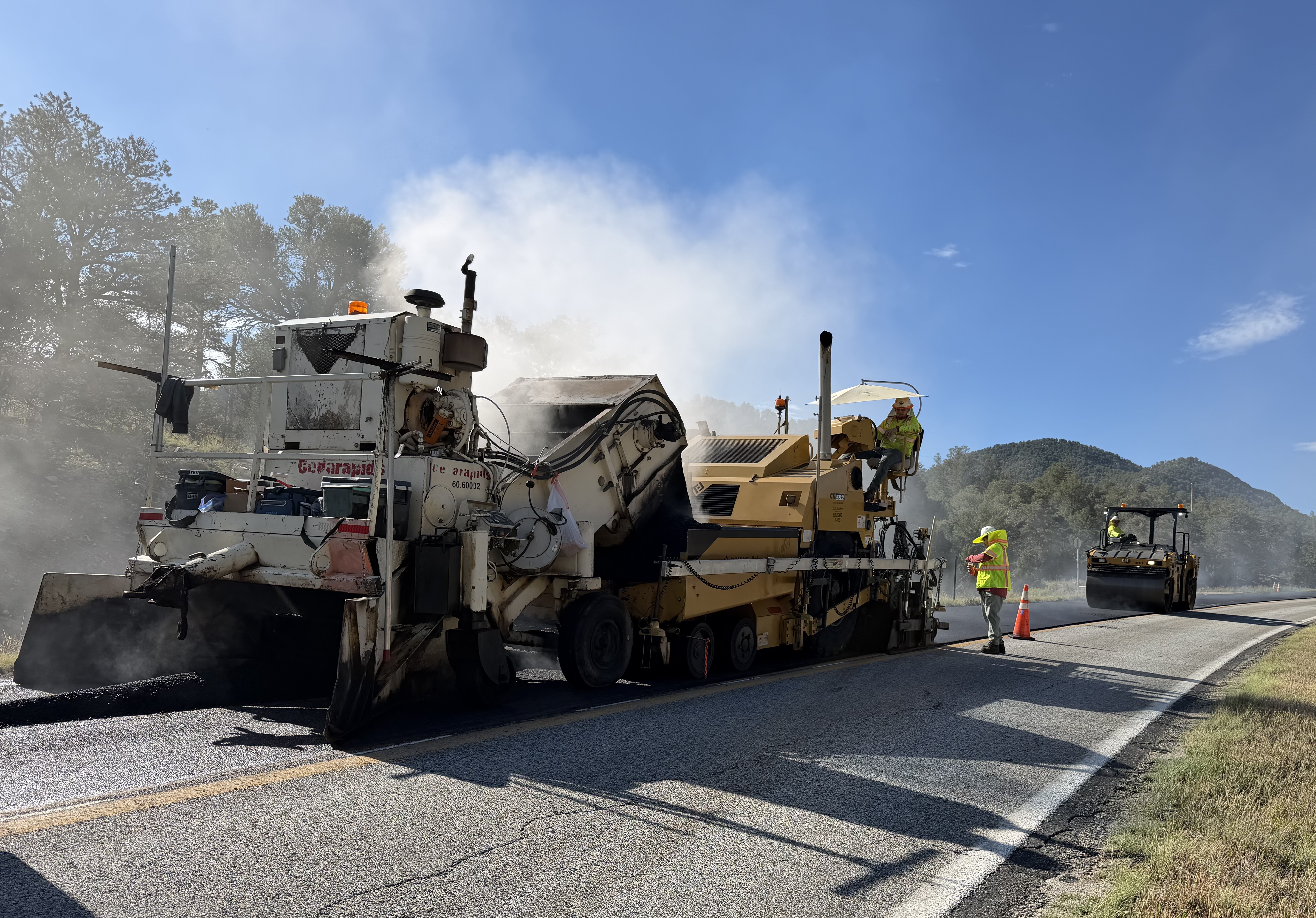 CO 69 Resurfacing from Hillside to Texas Creek northbound bottom mat with roller July 2026.jpeg detail image