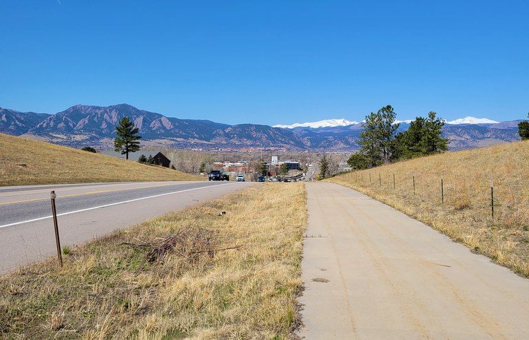 CO 7 east of Westview Drive in Boulder County Image taken from sidewalk adjacent to CO 7 east of Westview Drive looking at the mountains. In Boulder County, Colorado.
