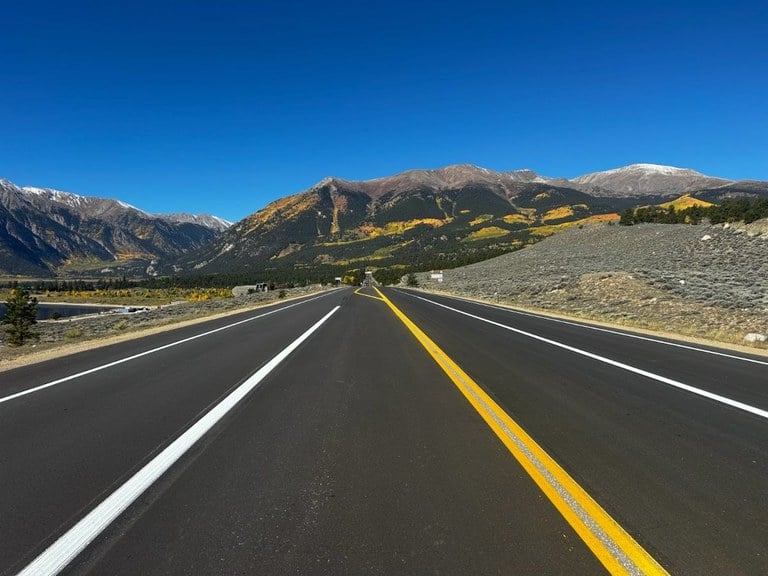 The CO Highway 82 resurfacing project from Mile Point 78, one mile west of Twin Lakes, to MP 85.2, the intersection with CO 24, has been completed.