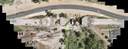Aerial view of the CO 86 Kiowa Bridge replacement project showing traffic on the temporary shoofly and bridge construction activity below. thumbnail image
