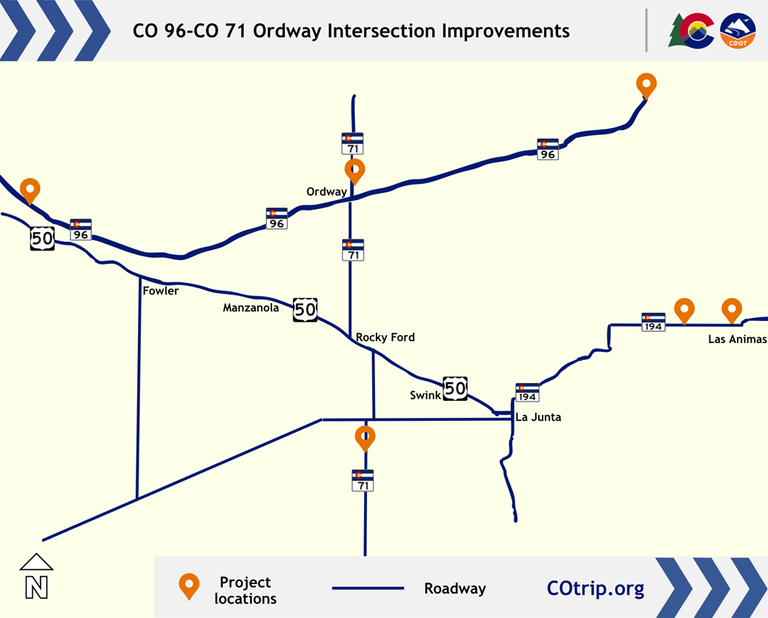 CO 96 and CO 71 Intersection Culvert Replacement in Ordway project map