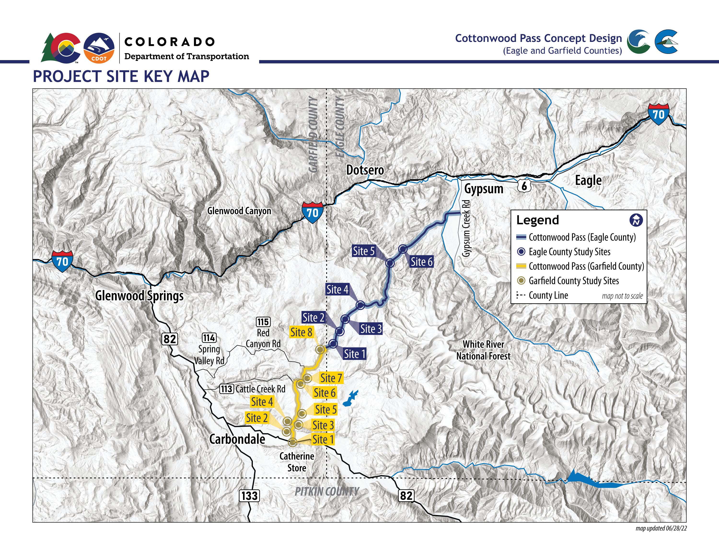 Cottonwood Pass Project Site Key Map detail image
