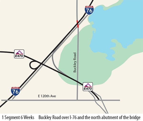 Segment 1 - Buckley Road over I-76 and north abutment of the bridge (6 weeks)