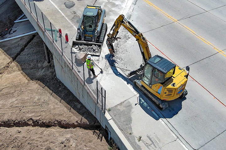 Bridge Repairs in Denver and Adams County Aerial photo replacement of expansion devices on Buckley Road bridge over I-76.jpg detail image