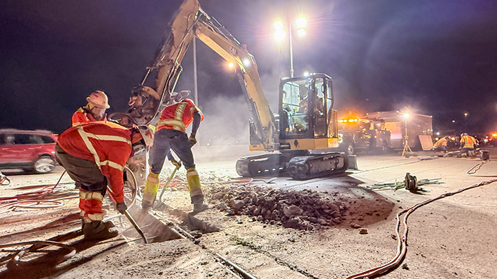 Bridge Repairs in Denver and Adams County - Native Sun crew removing damaged bridge joint on I-225.jpg detail image