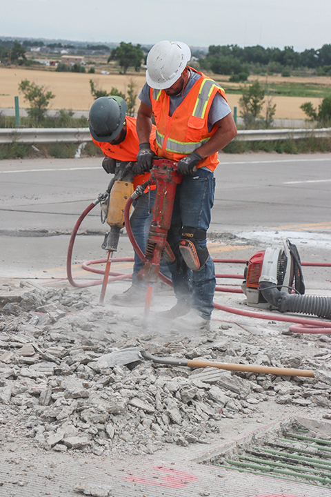 Bridge Repairs in Denver and Adams County Removing concerete on Buckley Road bridge to repair damage bridge structure.jpg detail image