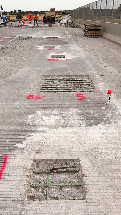 Bridge Repairs in Denver and Adams County Repairing rebar inside Buckley Road bridge.jpg detail image