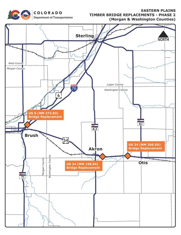 Eastern Plains Timber Bridge Replacements Phase 2 project map